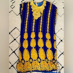 GOLD AND BLUE CAFTAN XL